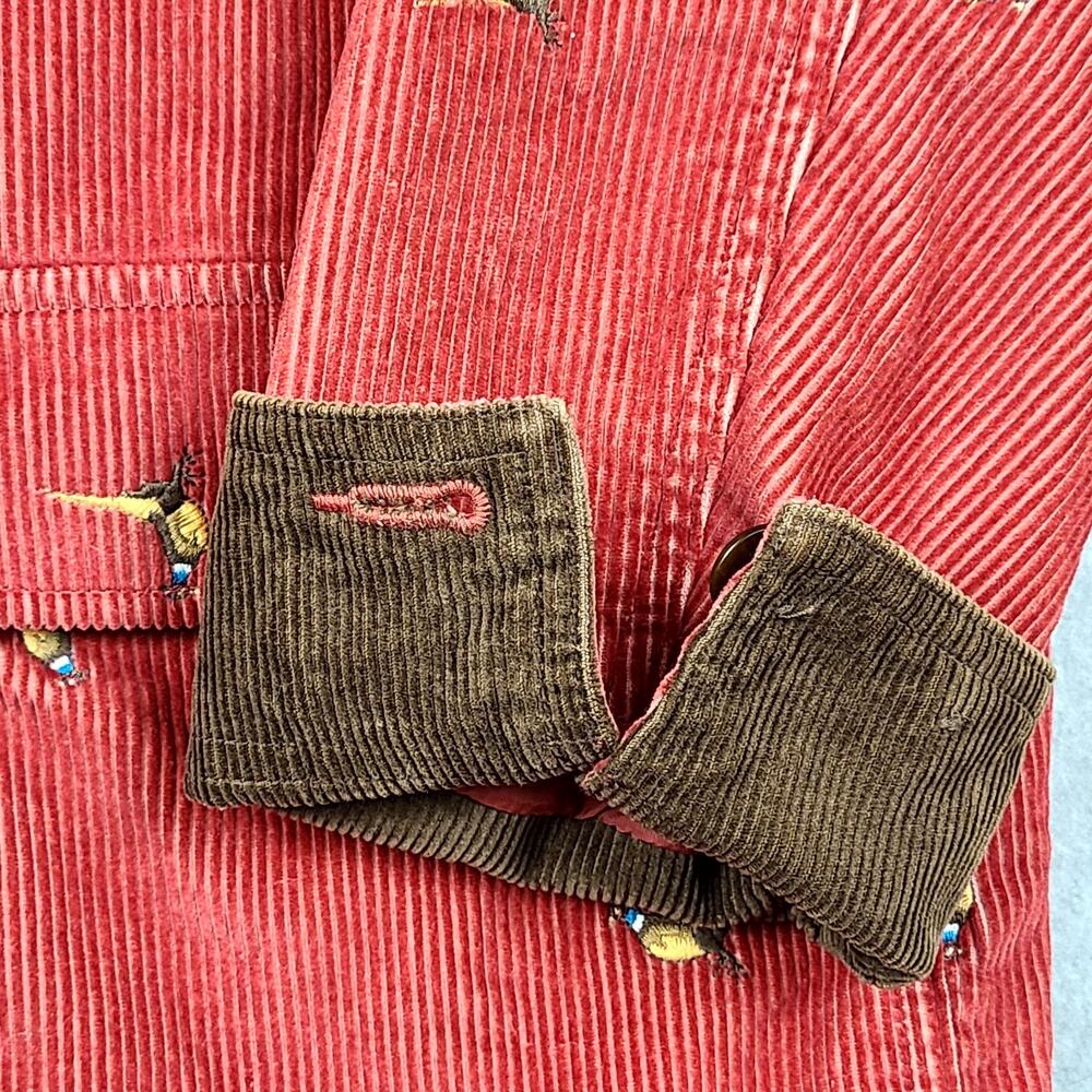 LL Bean Vintage Archive Red Corduroy Pheasant Barn Jacket Coat Women’s Medium - Picture 12 of 16
